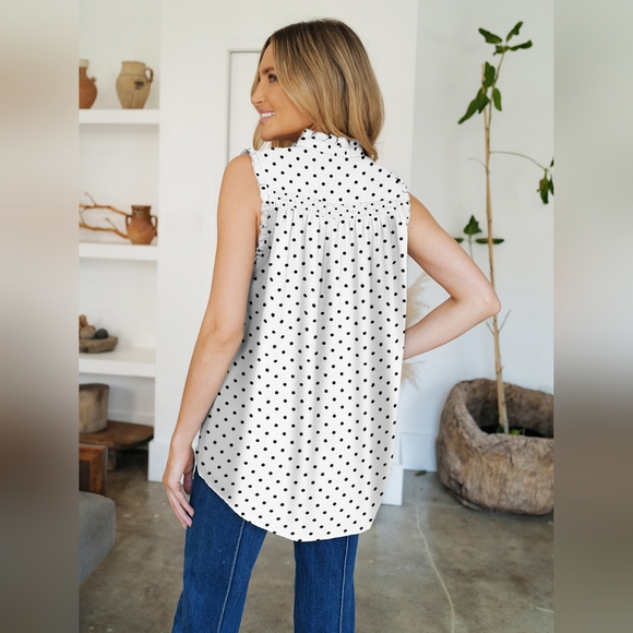 Frill Printed Mock Neck Top - Picture 2 of 5